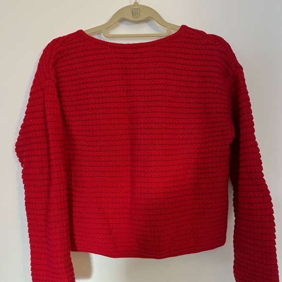 GAP Red and Gold Cardigan Sweater with Textured Knit - Picture 3 of 5